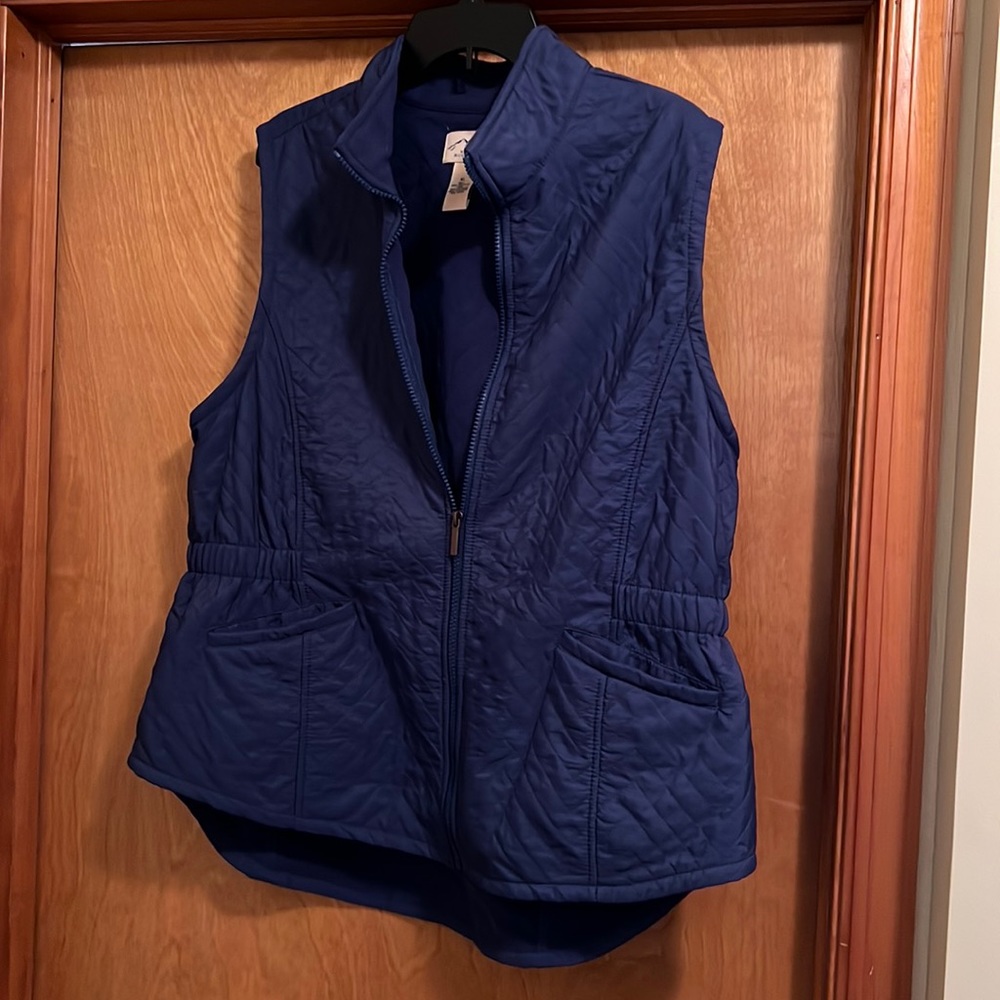 Zip front blue vest